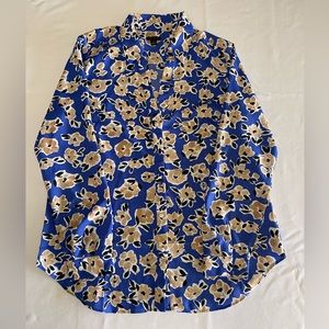Ann Taylor Floral Essential Blue Blouse